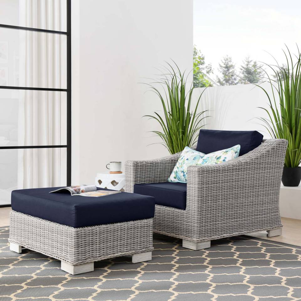 Modway Conway Outdoor Patio Wicker Rattan 2-Piece Armchair and Ottoman Set - EEI-5090 | Outdoor Chairs | Modishstore - 8