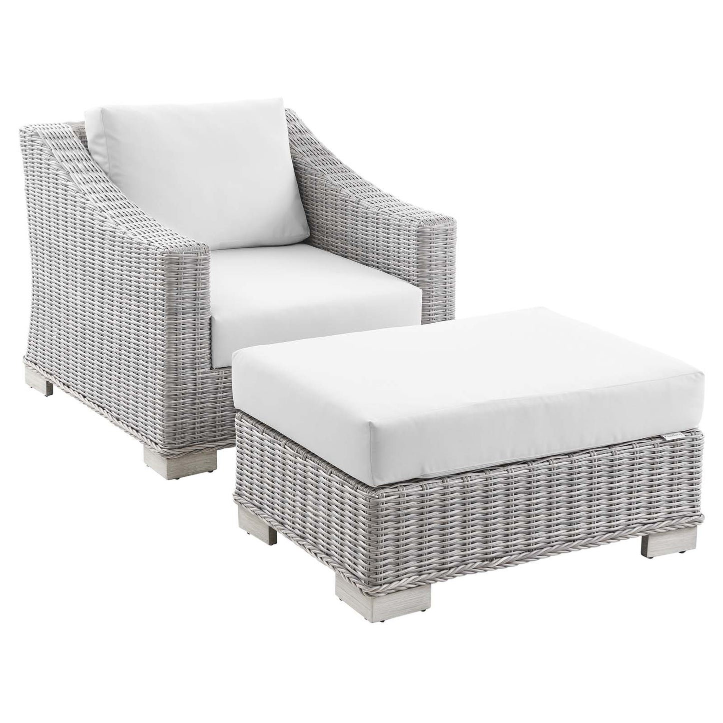 Modway Conway Outdoor Patio Wicker Rattan 2-Piece Armchair and Ottoman Set | Outdoor Chairs | Modishstore-14