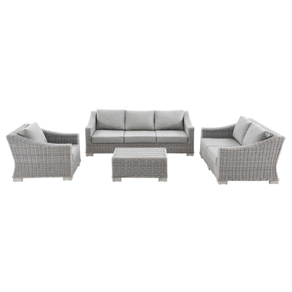 Modway Conway 4-Piece Outdoor Patio Wicker Rattan Furniture Set - EEI-5091 | Outdoor Sofas, Loveseats & Sectionals | Modishstore - 1