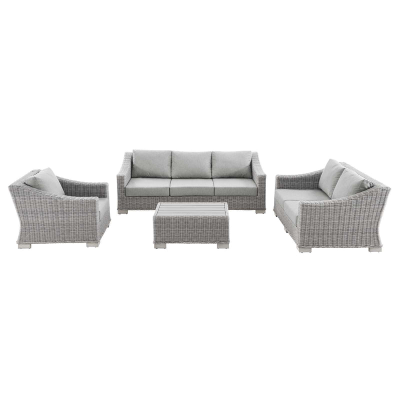 Modway Conway 4-Piece Outdoor Patio Wicker Rattan Furniture Set - EEI-5091 | Outdoor Sofas, Loveseats & Sectionals | Modishstore - 1