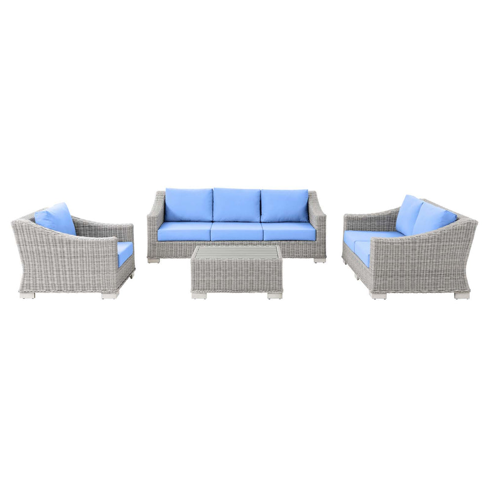 Modway Conway 4-Piece Outdoor Patio Wicker Rattan Furniture Set - EEI-5091 | Outdoor Sofas, Loveseats & Sectionals | Modishstore - 5