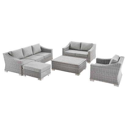 Modway Conway 5-Piece Outdoor Patio Wicker Rattan Furniture Set - EEI-5092 | Outdoor Sofas, Loveseats & Sectionals | Modishstore - 1