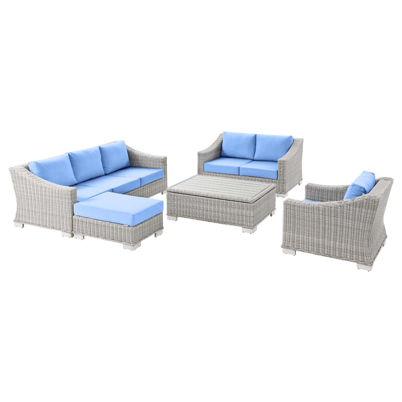 Modway Conway 5-Piece Outdoor Patio Wicker Rattan Furniture Set | Outdoor Sofas, Loveseats & Sectionals | Modishstore-8