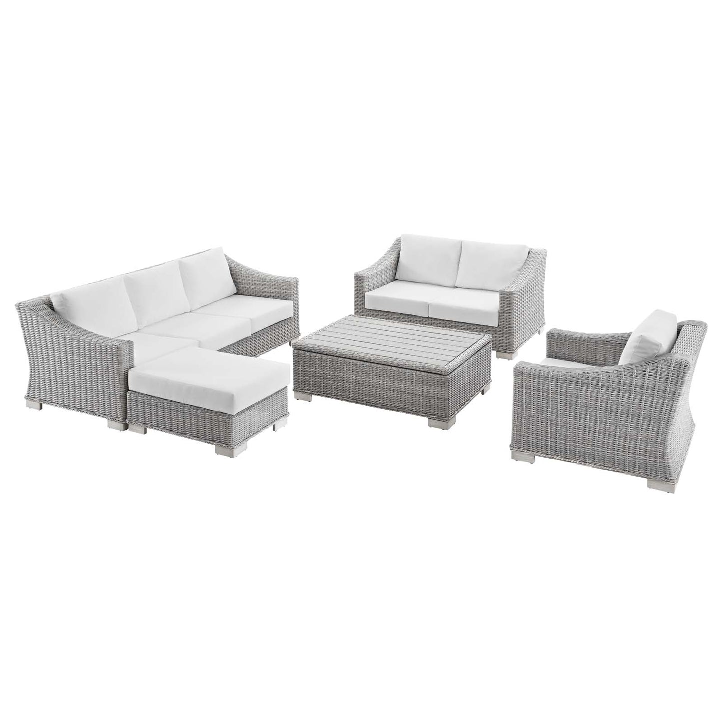 Modway Conway 5-Piece Outdoor Patio Wicker Rattan Furniture Set | Outdoor Sofas, Loveseats & Sectionals | Modishstore-22