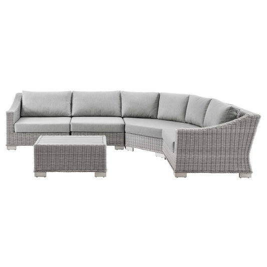 Modway Conway Outdoor Patio Wicker Rattan 5-Piece Sectional Sofa Furniture Set | Outdoor Sofas, Loveseats & Sectionals | Modishstore