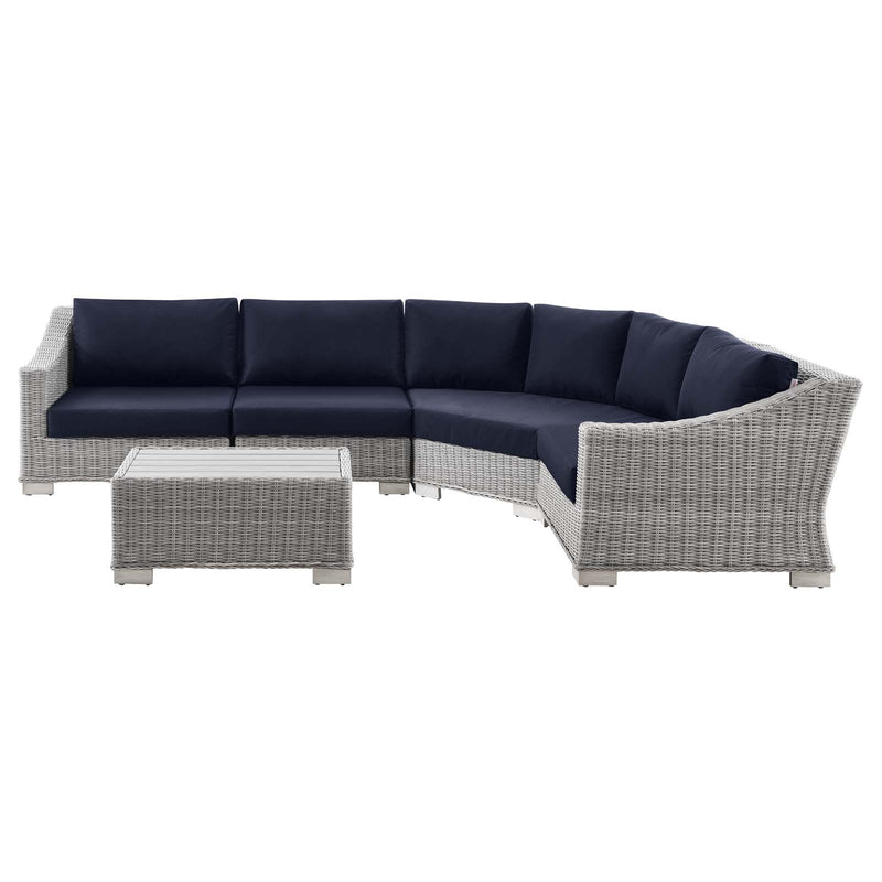 Modway Conway Outdoor Patio Wicker Rattan 5-Piece Sectional Sofa Furniture Set | Outdoor Sofas, Loveseats & Sectionals | Modishstore-7