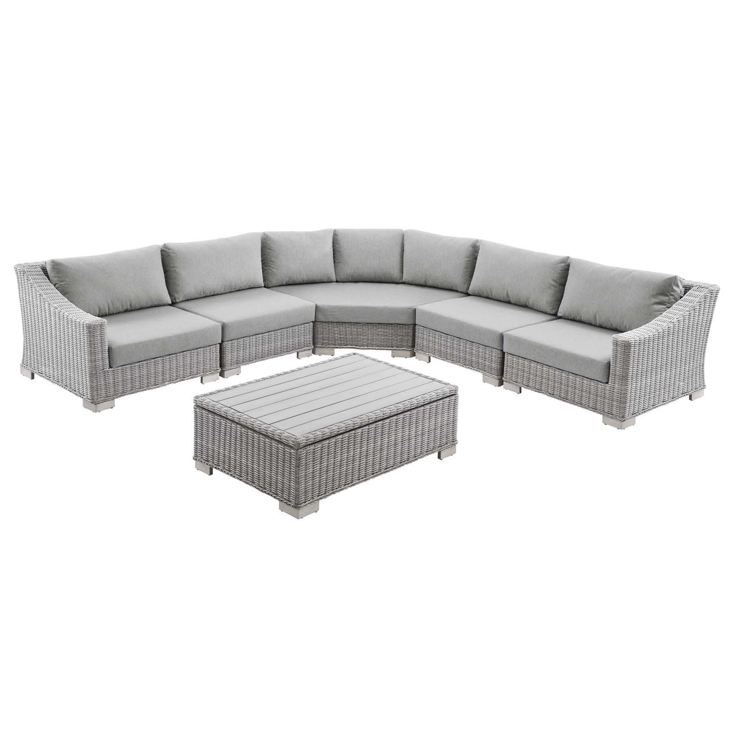 Modway Conway Outdoor Patio Wicker Rattan 6-Piece Sectional Sofa Furniture Set | Outdoor Sofas, Loveseats & Sectionals | Modishstore-10