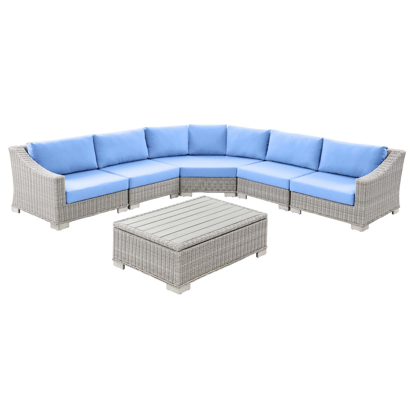 Modway Conway Outdoor Patio Wicker Rattan 6-Piece Sectional Sofa Furniture Set | Outdoor Sofas, Loveseats & Sectionals | Modishstore