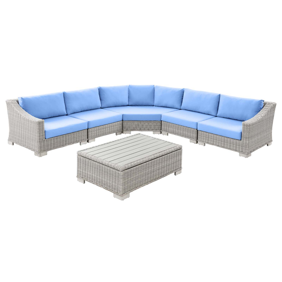 Modway Conway Outdoor Patio Wicker Rattan 6-Piece Sectional Sofa Furniture Set - EEI-5094 | Outdoor Sofas, Loveseats & Sectionals | Modishstore - 1