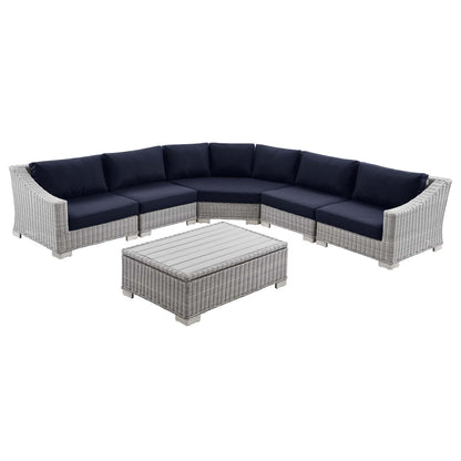 Modway Conway Outdoor Patio Wicker Rattan 6-Piece Sectional Sofa Furniture Set | Outdoor Sofas, Loveseats & Sectionals | Modishstore-4