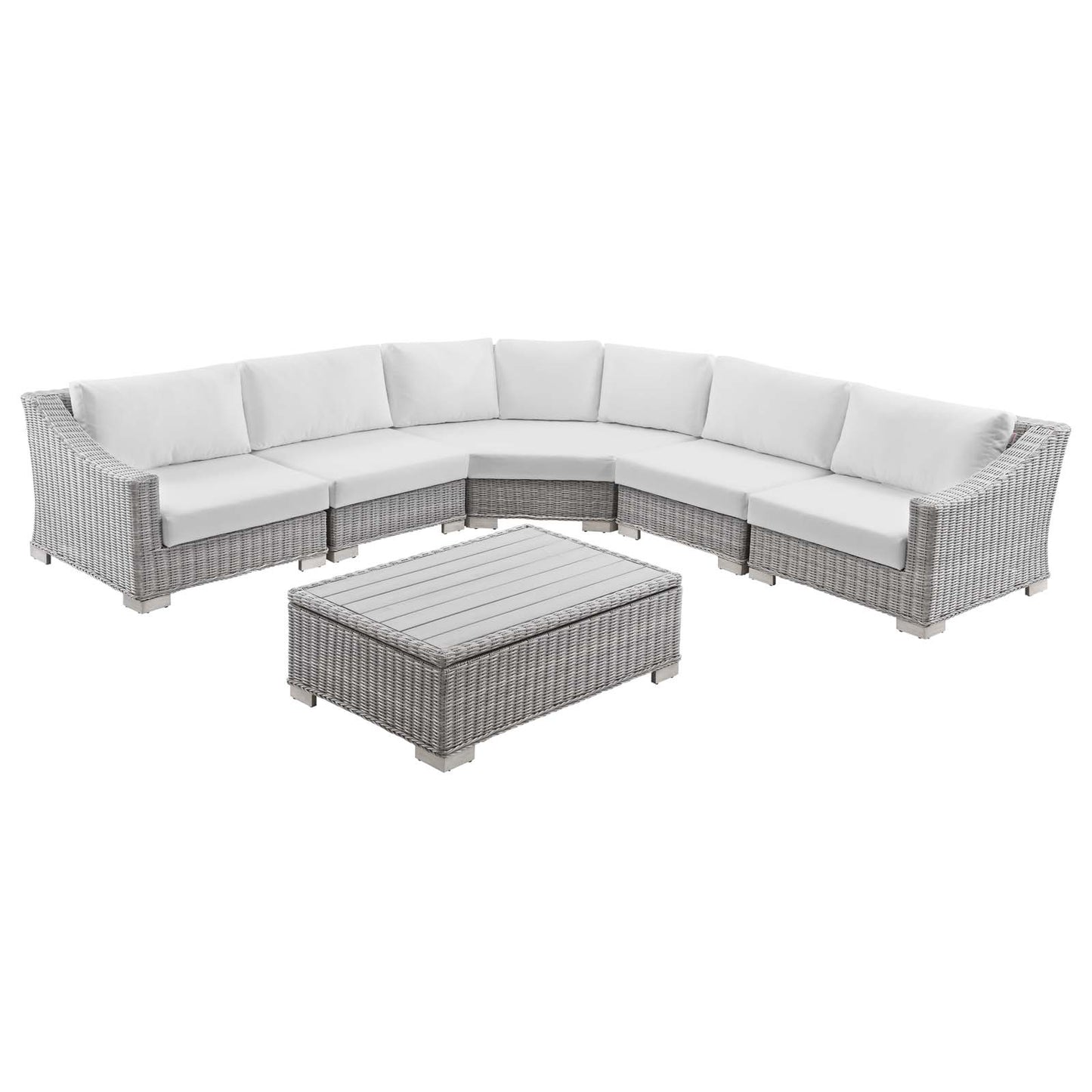 Modway Conway Outdoor Patio Wicker Rattan 6-Piece Sectional Sofa Furniture Set | Outdoor Sofas, Loveseats & Sectionals | Modishstore-7