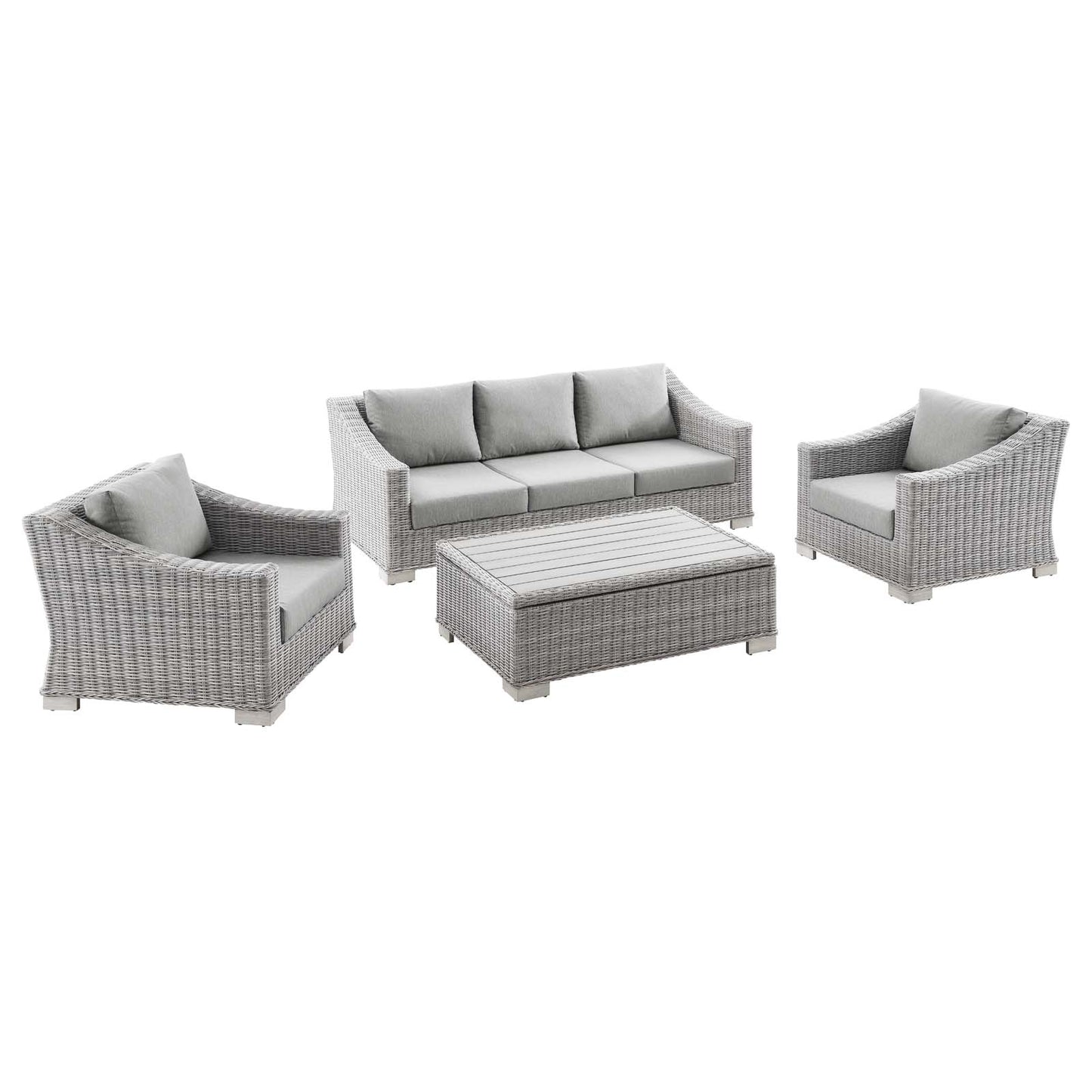 Modway Conway 4-Piece Outdoor Patio Wicker Rattan Furniture Set | Outdoor Sofas, Loveseats & Sectionals | Modishstore-2