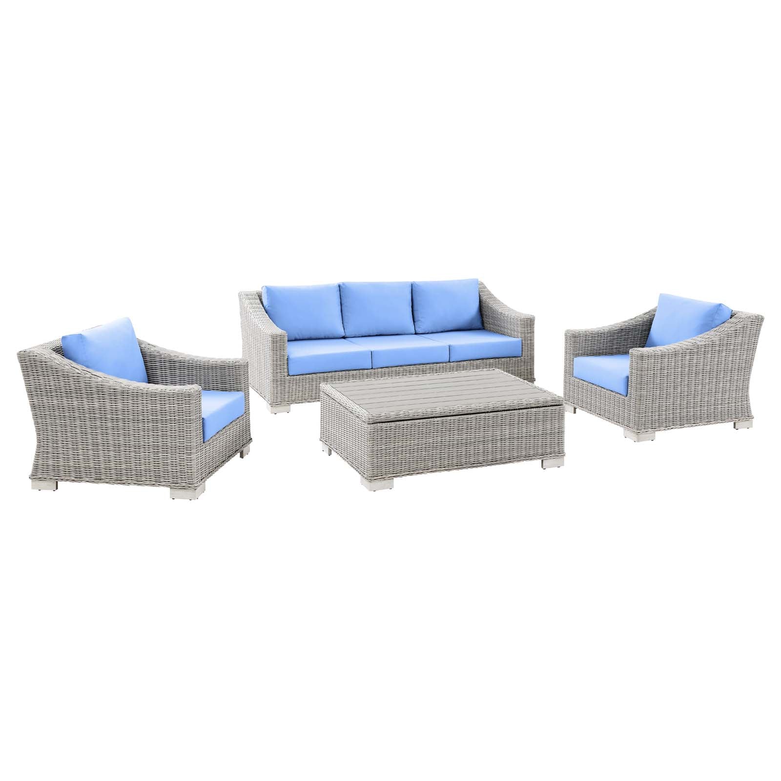 Modway Conway 4-Piece Outdoor Patio Wicker Rattan Furniture Set | Outdoor Sofas, Loveseats & Sectionals | Modishstore-6