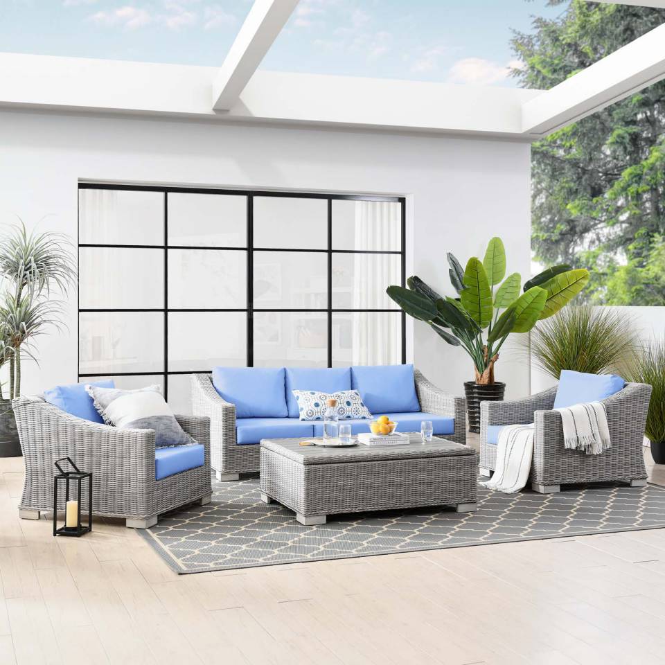 Modway Conway 4-Piece Outdoor Patio Wicker Rattan Furniture Set - EEI-5095 | Outdoor Sofas, Loveseats & Sectionals | Modishstore - 5