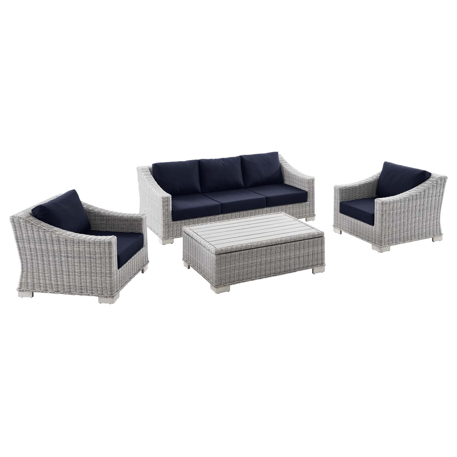 Modway Conway 4-Piece Outdoor Patio Wicker Rattan Furniture Set | Outdoor Sofas, Loveseats & Sectionals | Modishstore-10