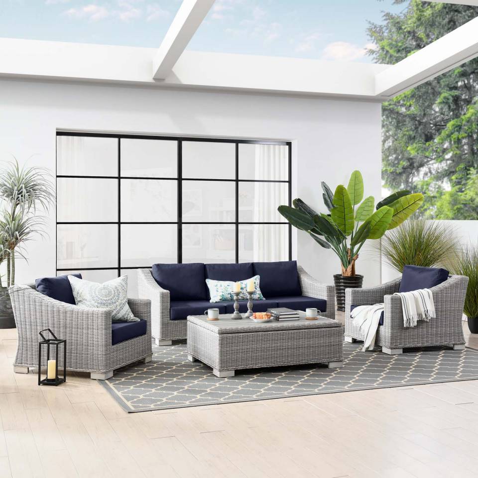 Modway Conway 4-Piece Outdoor Patio Wicker Rattan Furniture Set - EEI-5095 | Outdoor Sofas, Loveseats & Sectionals | Modishstore - 9