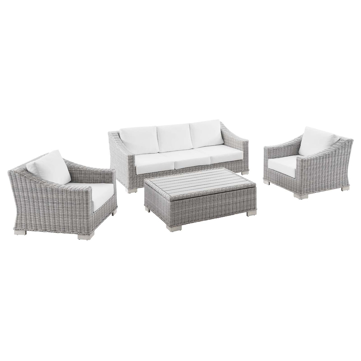 Modway Conway 4-Piece Outdoor Patio Wicker Rattan Furniture Set | Outdoor Sofas, Loveseats & Sectionals | Modishstore-14