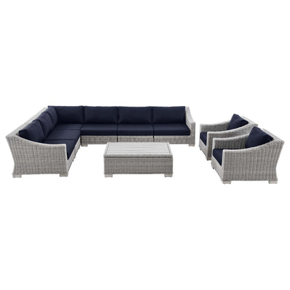 Modway Conway Outdoor Patio Wicker Rattan 9-Piece Sectional Sofa Furniture Set - EEI-5096 | Outdoor Sofas, Loveseats & Sectionals | Modishstore - 7
