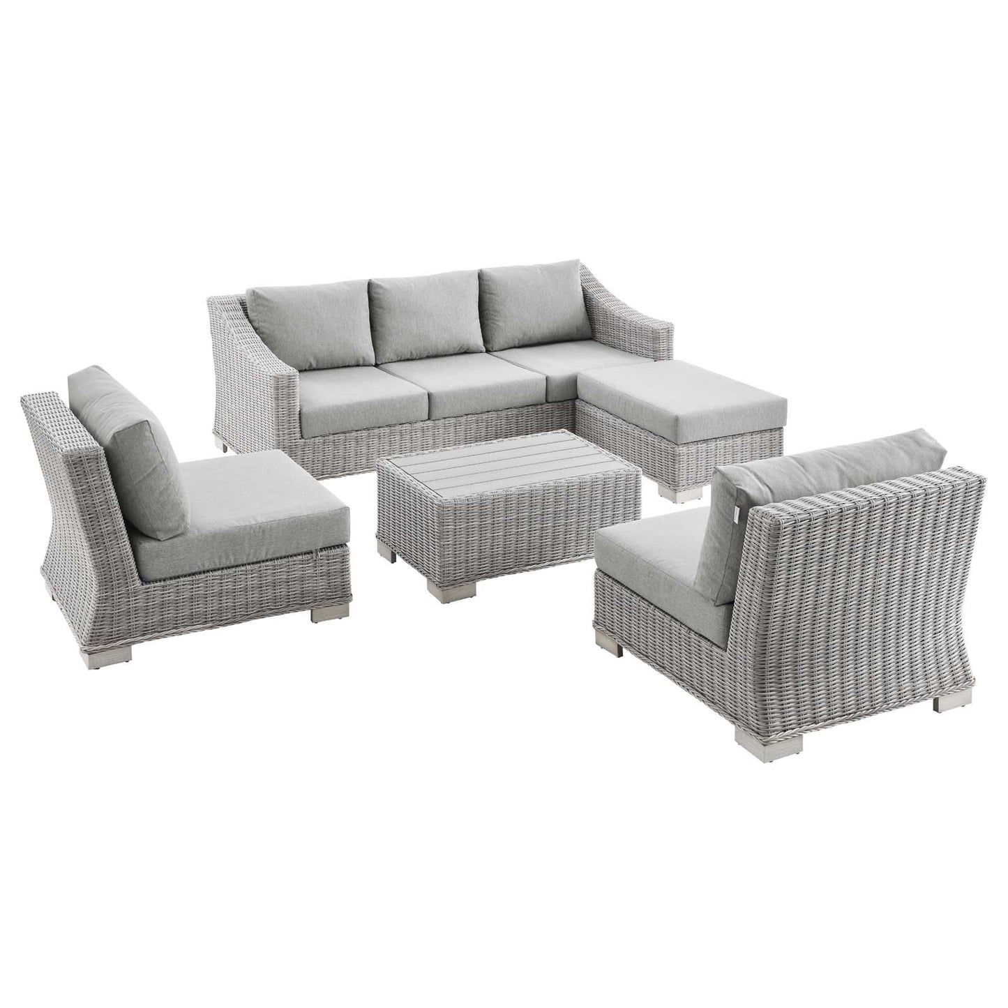 Modway Conway 5-Piece Outdoor Patio Wicker Rattan Furniture Set | Outdoor Sofas, Loveseats & Sectionals | Modishstore-2