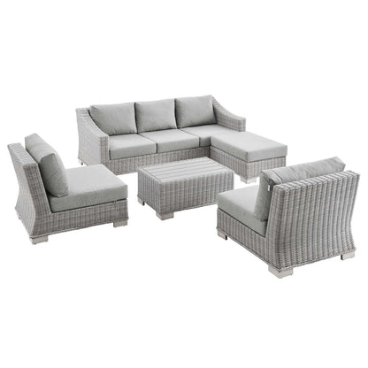 Modway Conway 5-Piece Outdoor Patio Wicker Rattan Furniture Set - EEI-5097 | Outdoor Sofas, Loveseats & Sectionals | Modishstore - 2