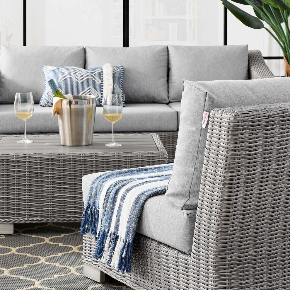 Modway Conway 5-Piece Outdoor Patio Wicker Rattan Furniture Set - EEI-5097 | Outdoor Sofas, Loveseats & Sectionals | Modishstore - 1