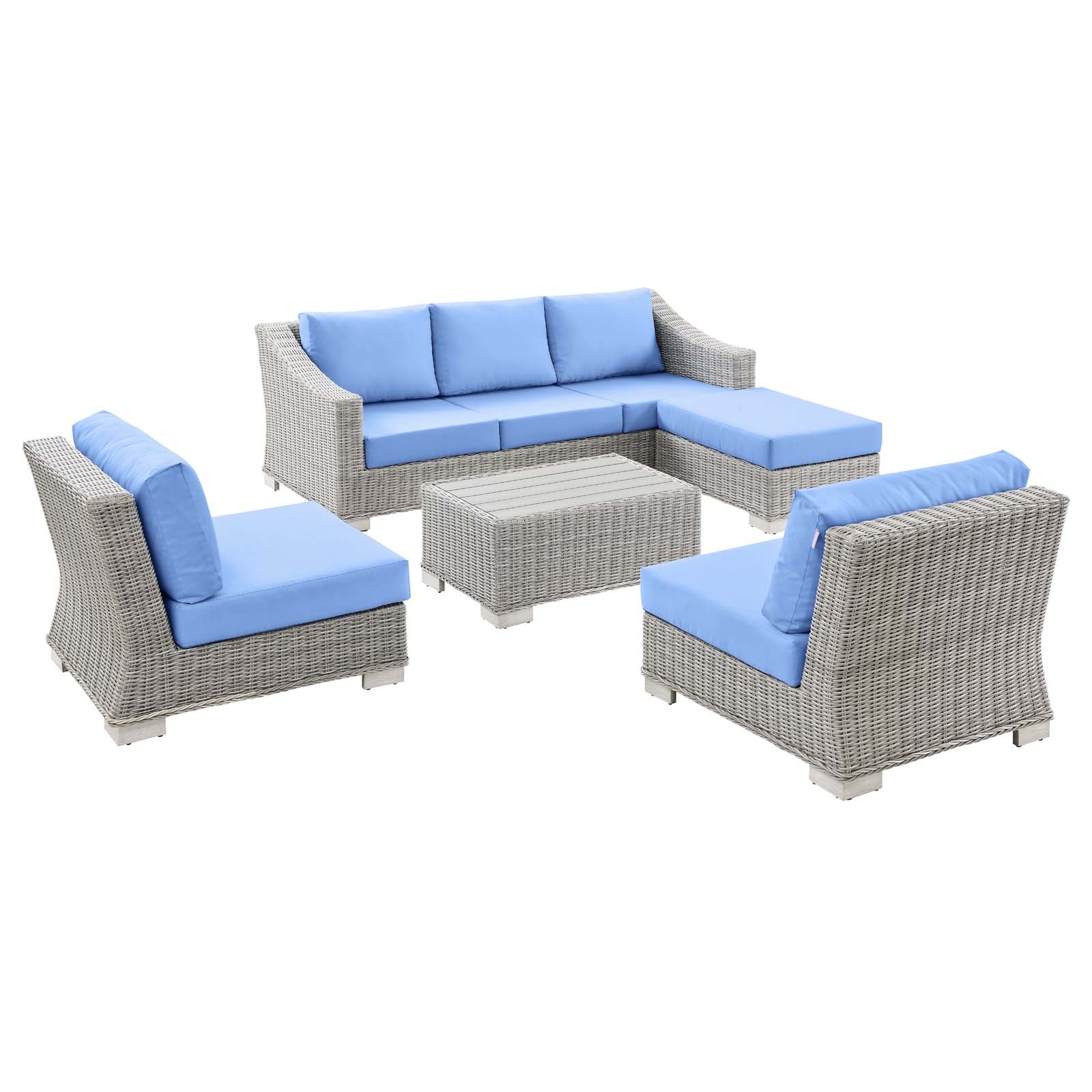 Modway Conway 5-Piece Outdoor Patio Wicker Rattan Furniture Set | Outdoor Sofas, Loveseats & Sectionals | Modishstore-6