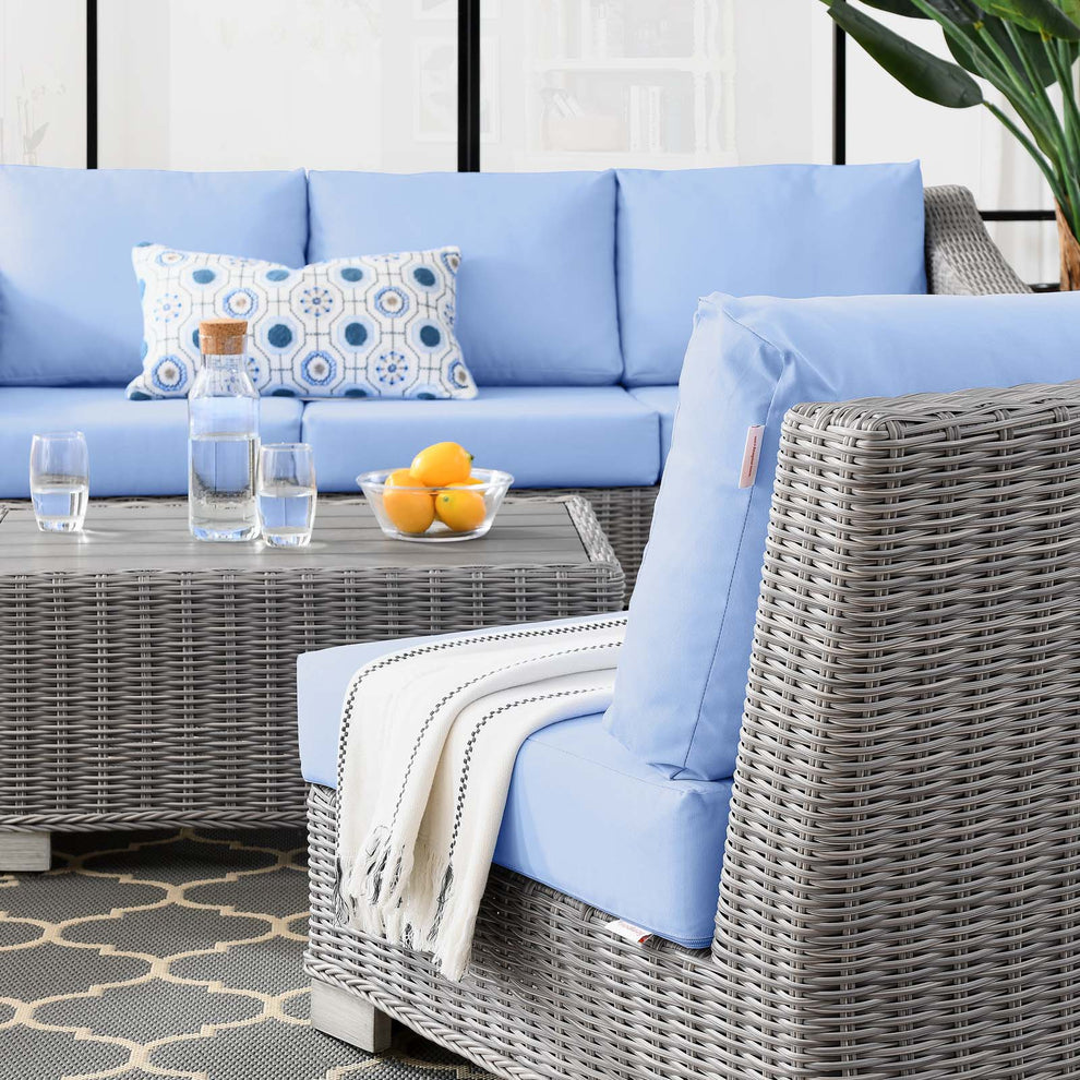 Modway Conway 5-Piece Outdoor Patio Wicker Rattan Furniture Set - EEI-5097 | Outdoor Sofas, Loveseats & Sectionals | Modishstore - 5