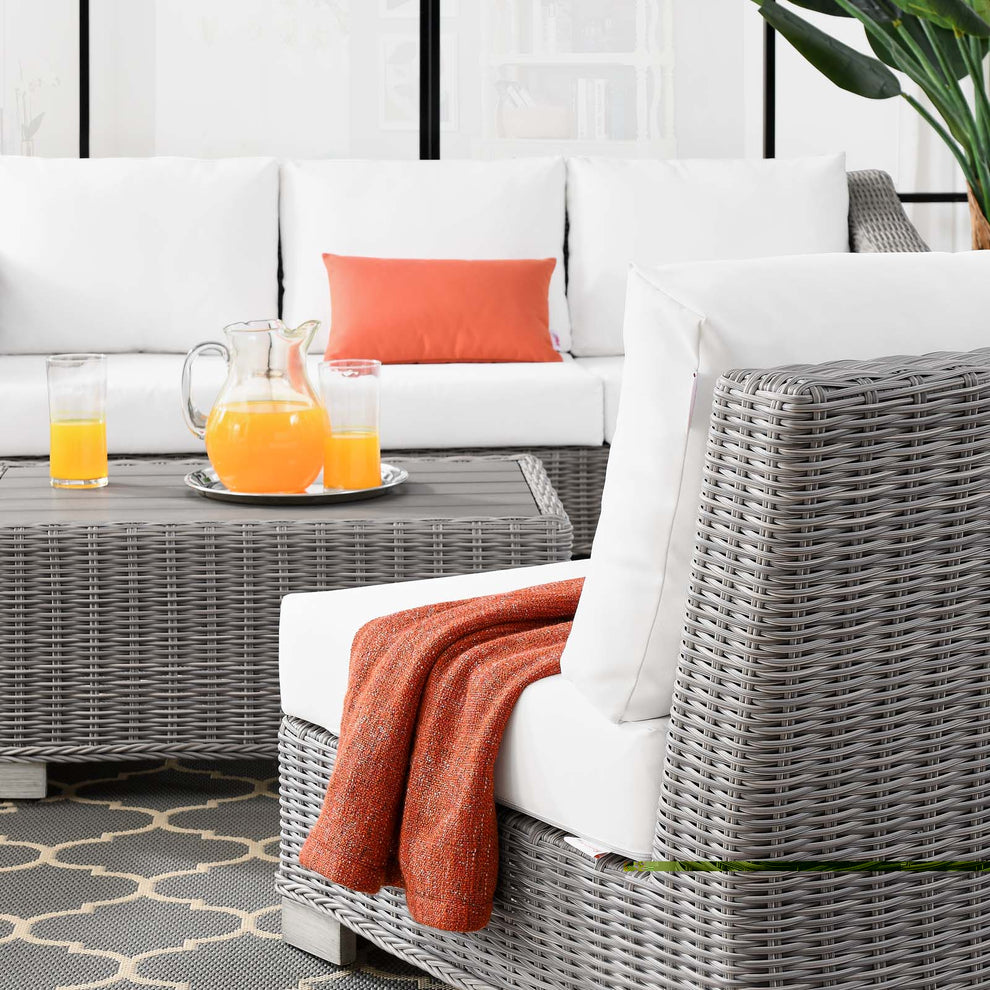 Modway Conway 5-Piece Outdoor Patio Wicker Rattan Furniture Set - EEI-5097 | Outdoor Sofas, Loveseats & Sectionals | Modishstore - 11