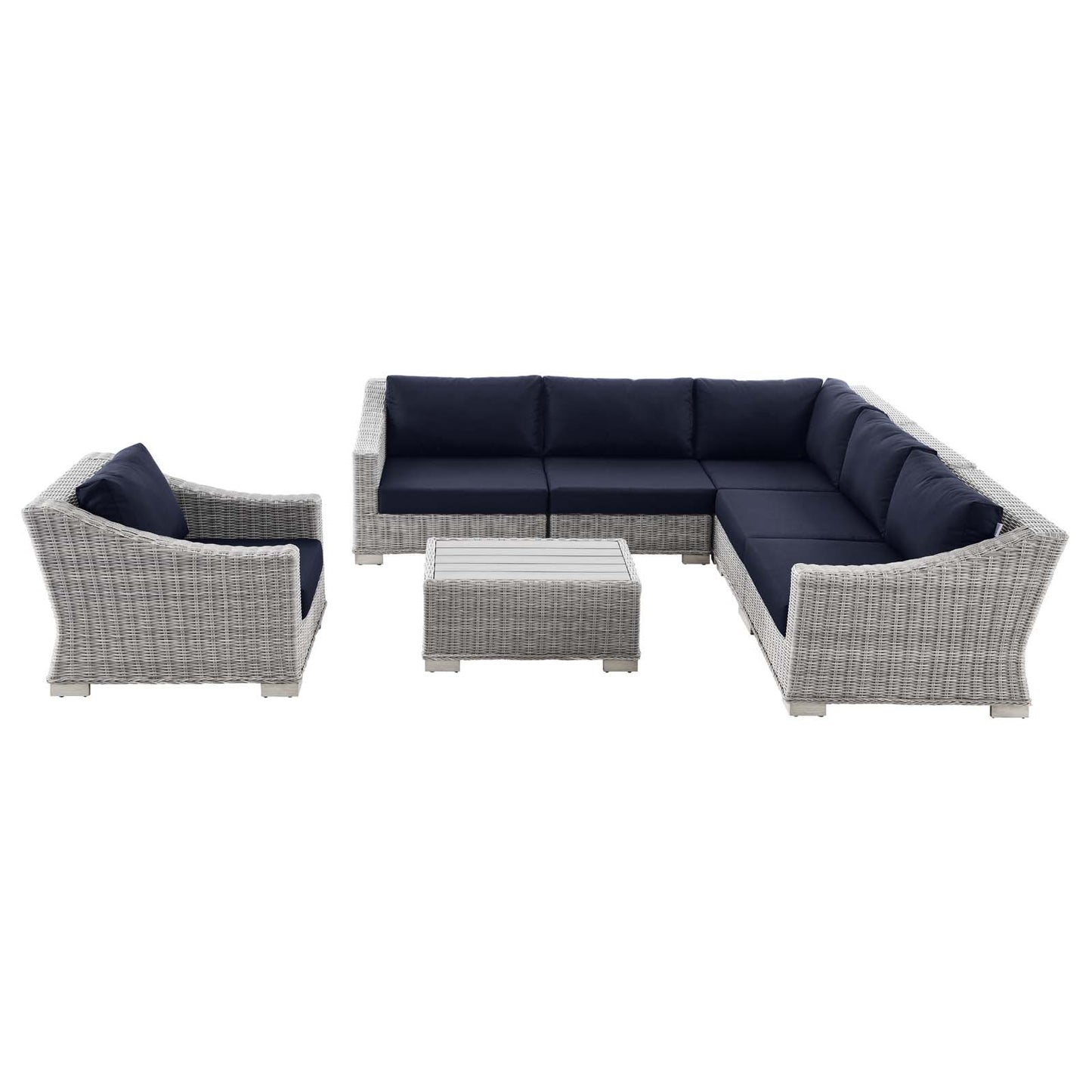 Modway Conway Outdoor Patio Wicker Rattan 7-Piece Sectional Sofa Furniture Set | Outdoor Sofas, Loveseats & Sectionals | Modishstore-7