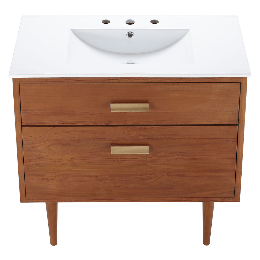 Modway Cassia 36" Bathroom Vanity - EEI-5109 ceramic sink basin integrated countertop Teak Wood Construction Spacious Bottom Drawer | Bathroom Accessories | Modishstore - 6