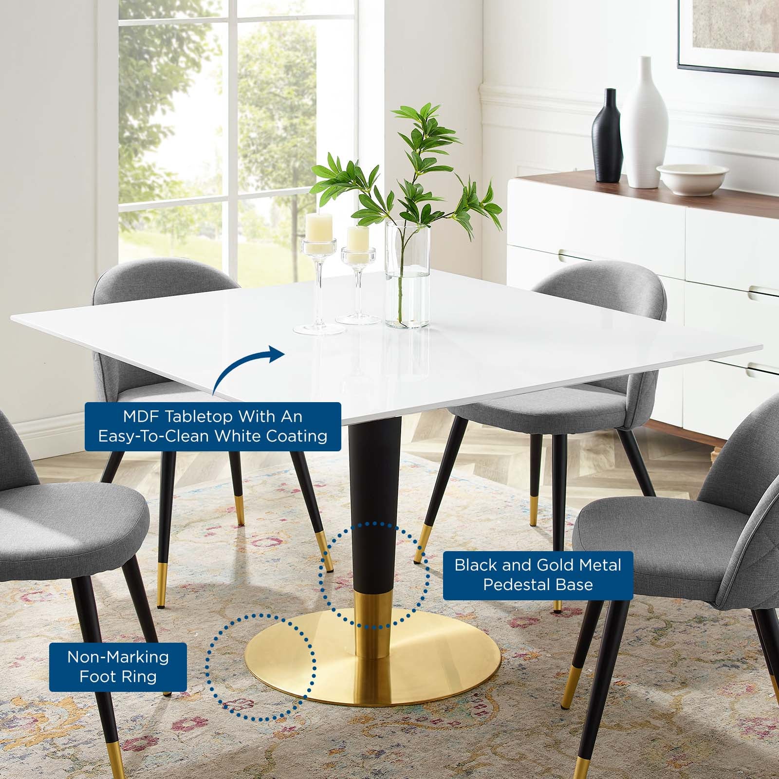 Zinque 47" Square Dining Table By Modway - EEI-5137 | Dining Tables | Modishstore - 5