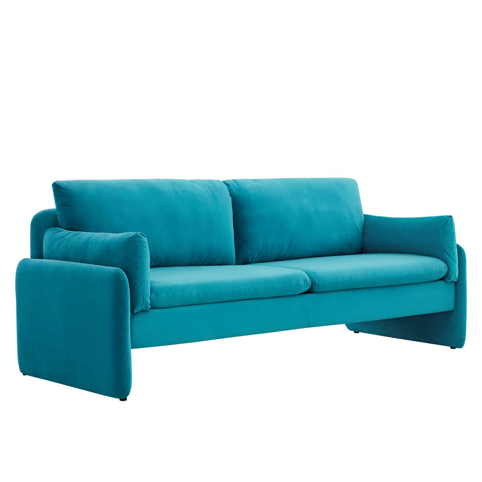 Modway Indicate Performance Velvet Sofa - EEI-5150 in Blue ,Charcoal, Cognac, Dusty Rose , Emerald, Navy, Orange and Pink  80 inch wide Stain-Resistant Performance Velvet | Sofas | Modishstore - 2
