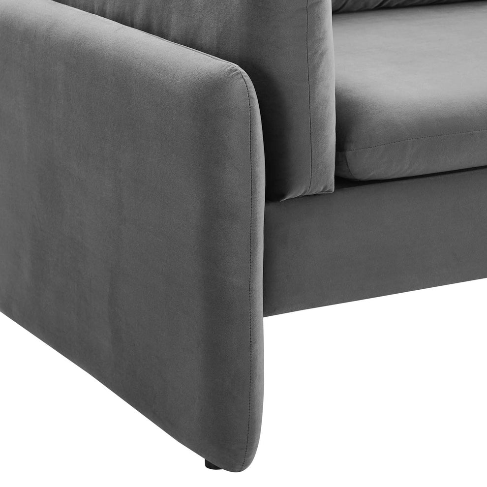 Modway Indicate Performance Velvet Sofa - EEI-5150 in Blue ,Charcoal, Cognac, Dusty Rose , Emerald, Navy, Orange and Pink  80 inch wide Stain-Resistant Performance Velvet | Sofas | Modishstore - 7