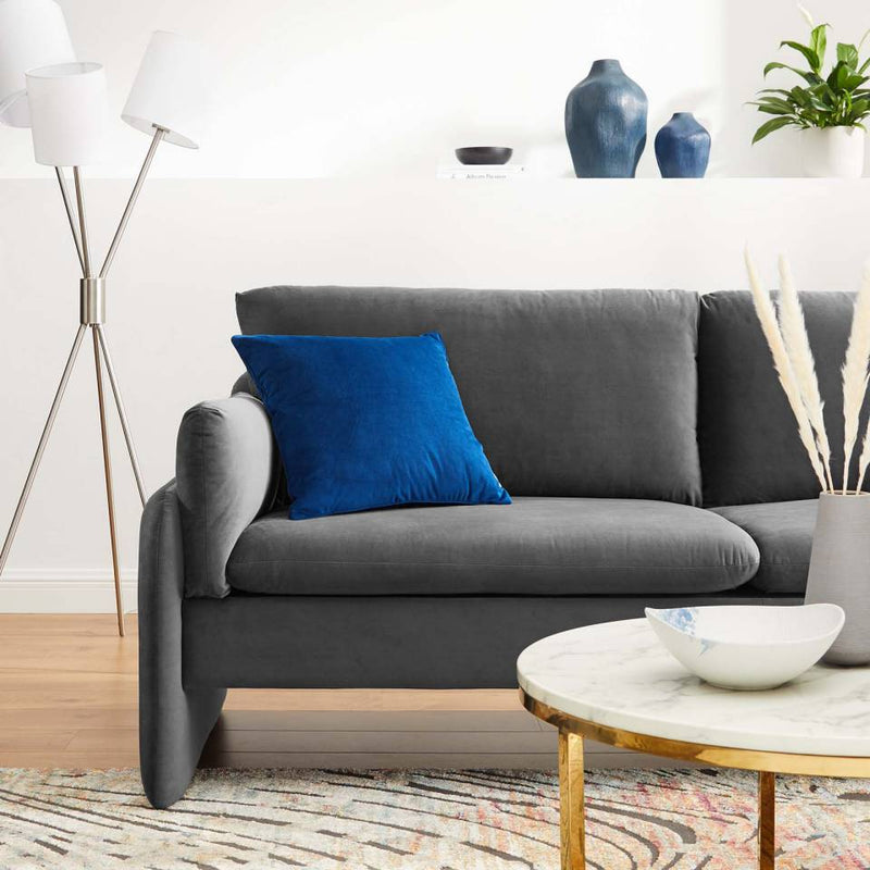 Modway Indicate Performance Velvet Sofa - EEI-5150 in Blue ,Charcoal, Cognac, Dusty Rose , Emerald, Navy, Orange and Pink  80 inch wide Stain-Resistant Performance Velvet | Sofas | Modishstore - 5