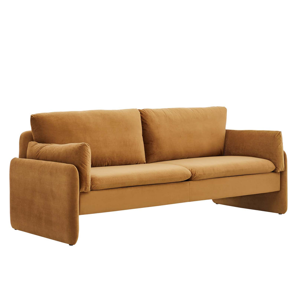 Modway Indicate Performance Velvet Sofa - EEI-5150 in Blue ,Charcoal, Cognac, Dusty Rose , Emerald, Navy, Orange and Pink  80 inch wide Stain-Resistant Performance Velvet | Sofas | Modishstore - 10