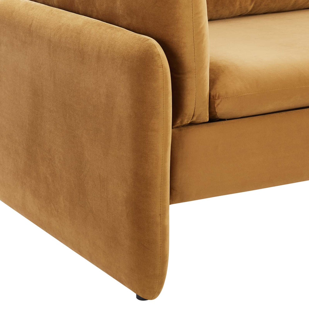 Modway Indicate Performance Velvet Sofa - EEI-5150 in Blue ,Charcoal, Cognac, Dusty Rose , Emerald, Navy, Orange and Pink  80 inch wide Stain-Resistant Performance Velvet | Sofas | Modishstore - 11