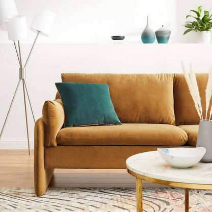 Modway Indicate Performance Velvet Sofa - EEI-5150 in Blue ,Charcoal, Cognac, Dusty Rose , Emerald, Navy, Orange and Pink  80 inch wide Stain-Resistant Performance Velvet | Sofas | Modishstore - 9