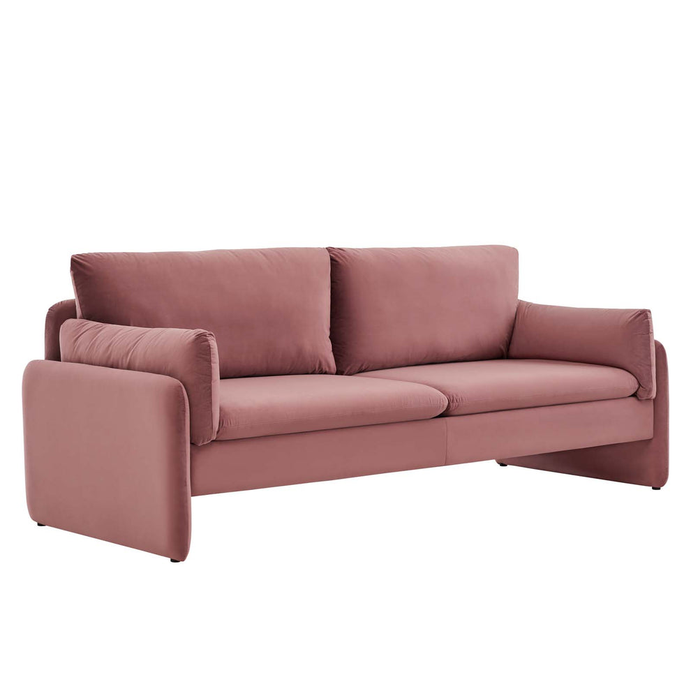 Modway Indicate Performance Velvet Sofa - EEI-5150 in Blue ,Charcoal, Cognac, Dusty Rose , Emerald, Navy, Orange and Pink  80 inch wide Stain-Resistant Performance Velvet | Sofas | Modishstore - 13