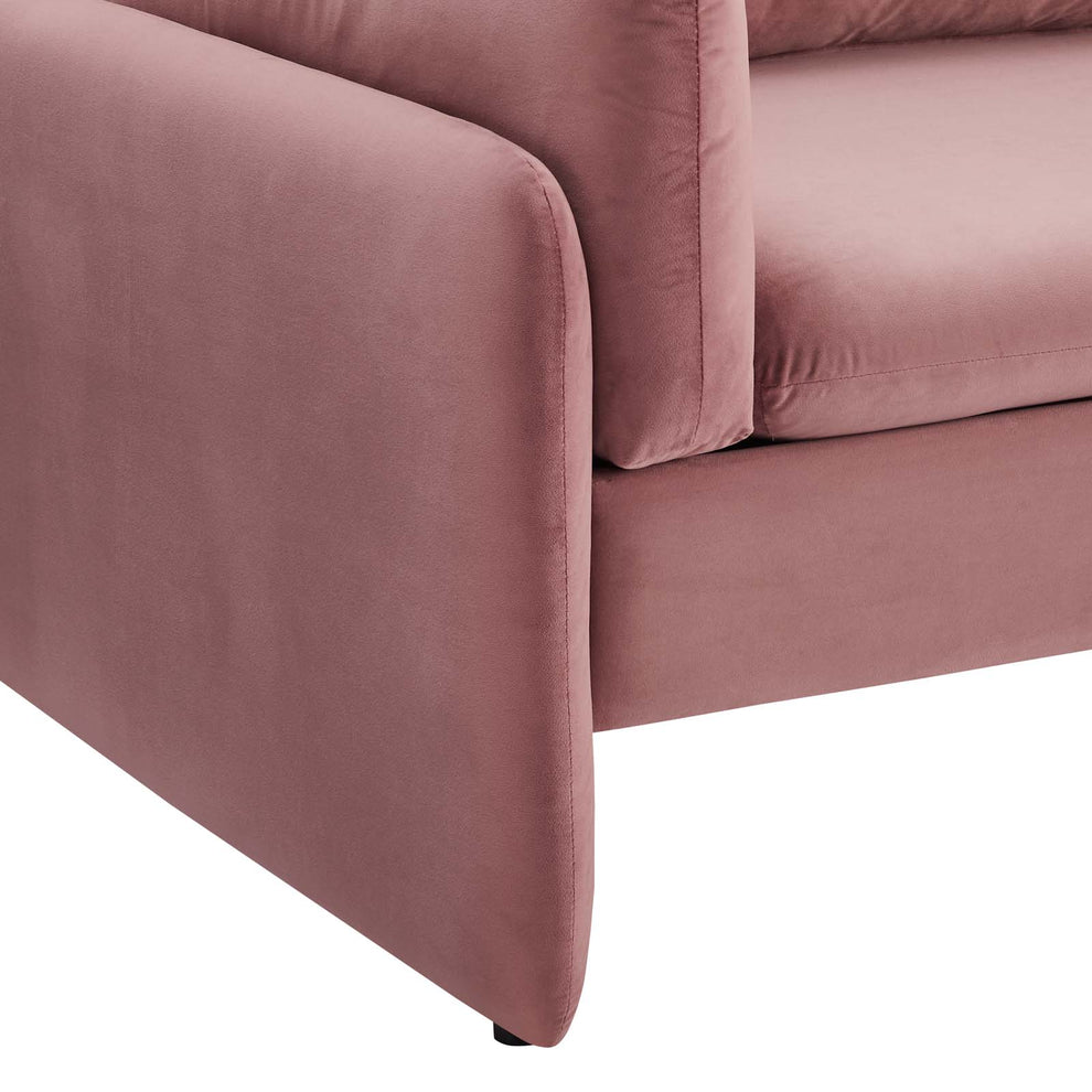 Modway Indicate Performance Velvet Sofa - EEI-5150 in Blue ,Charcoal, Cognac, Dusty Rose , Emerald, Navy, Orange and Pink  80 inch wide Stain-Resistant Performance Velvet | Sofas | Modishstore - 15