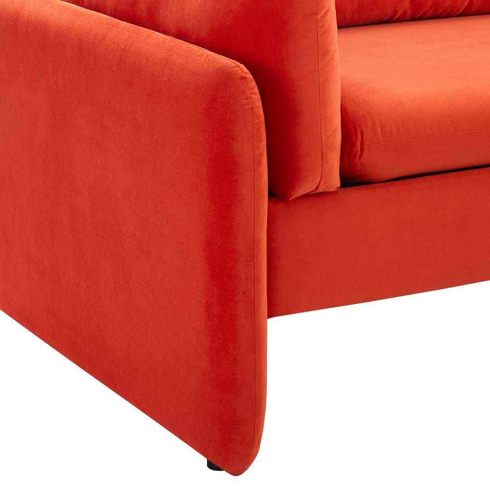 Modway Indicate Performance Velvet Sofa - EEI-5150 in Blue ,Charcoal, Cognac, Dusty Rose , Emerald, Navy, Orange and Pink  80 inch wide Stain-Resistant Performance Velvet | Sofas | Modishstore - 27