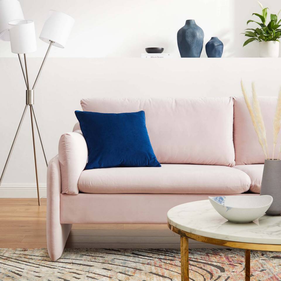 Modway Indicate Performance Velvet Sofa - EEI-5150 in Blue ,Charcoal, Cognac, Dusty Rose , Emerald, Navy, Orange and Pink  80 inch wide Stain-Resistant Performance Velvet | Sofas | Modishstore - 29