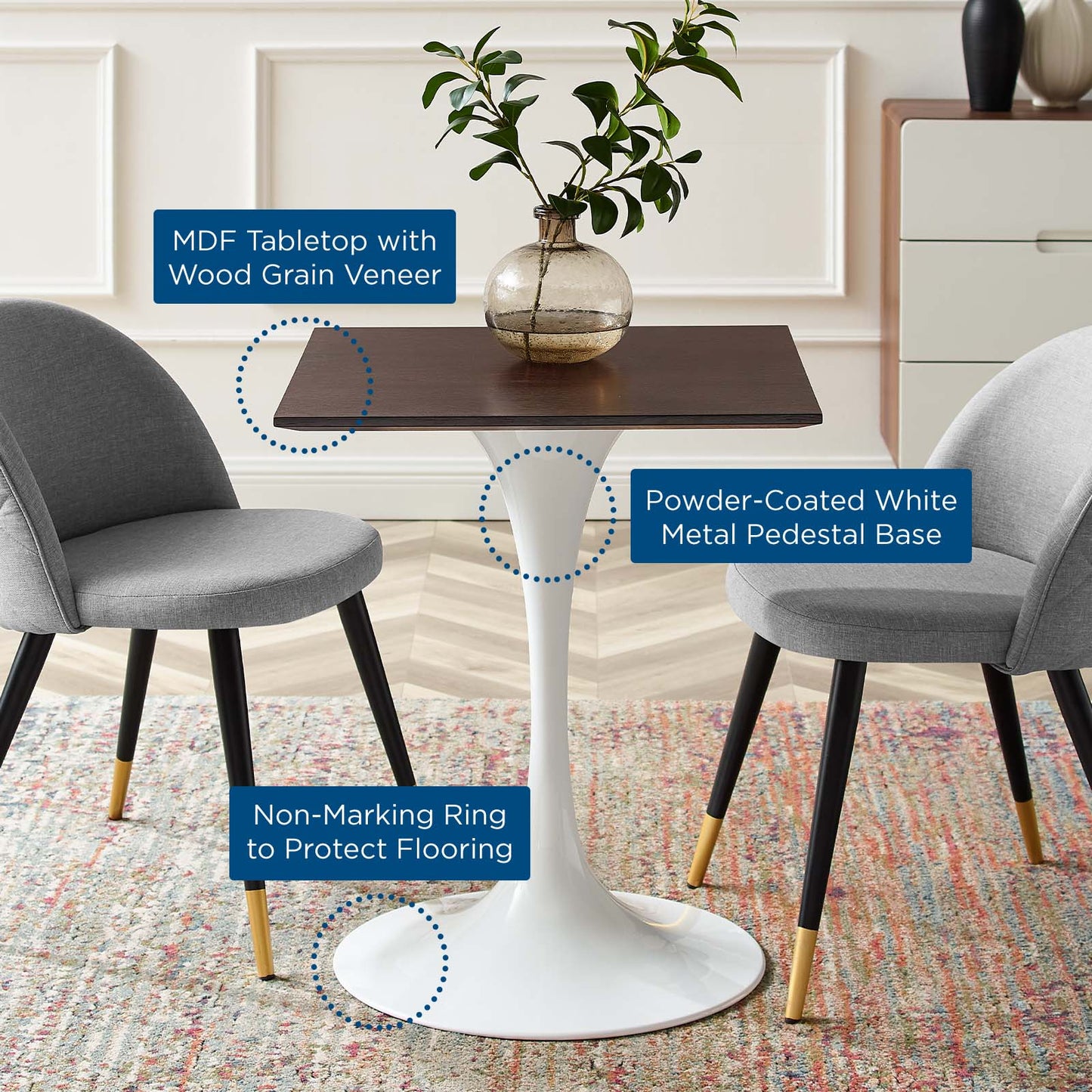 Modway Lippa 24" Square Dining Table - EEI-5161 | Dining Tables | Modishstore - 5