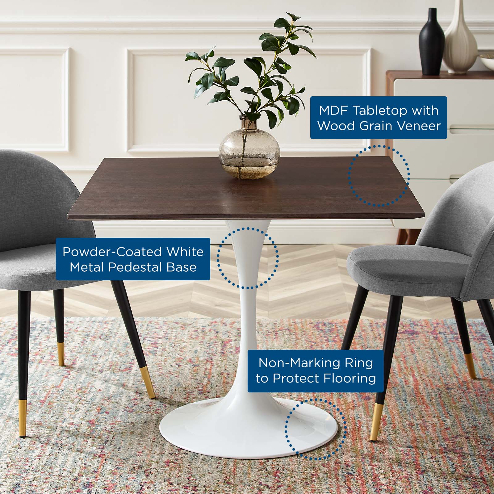 Modway Lippa 36" Square Dining Table - EEI-5165 | Dining Tables | Modishstore - 5