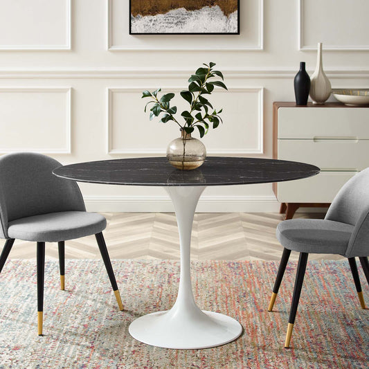 Modway Lippa 48" Oval Artificial Marble Dining Table | Dining Tables | Modishstore