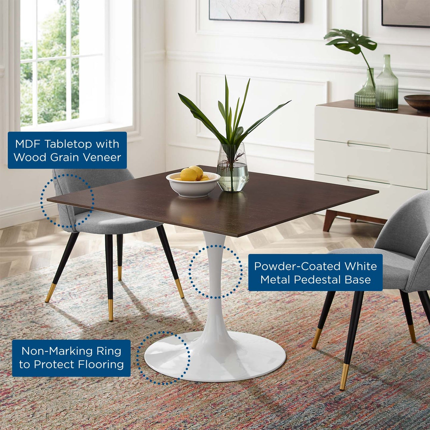 Modway Lippa 40" Square Dining Table - EEI-5177 | Dining Tables | Modishstore - 5