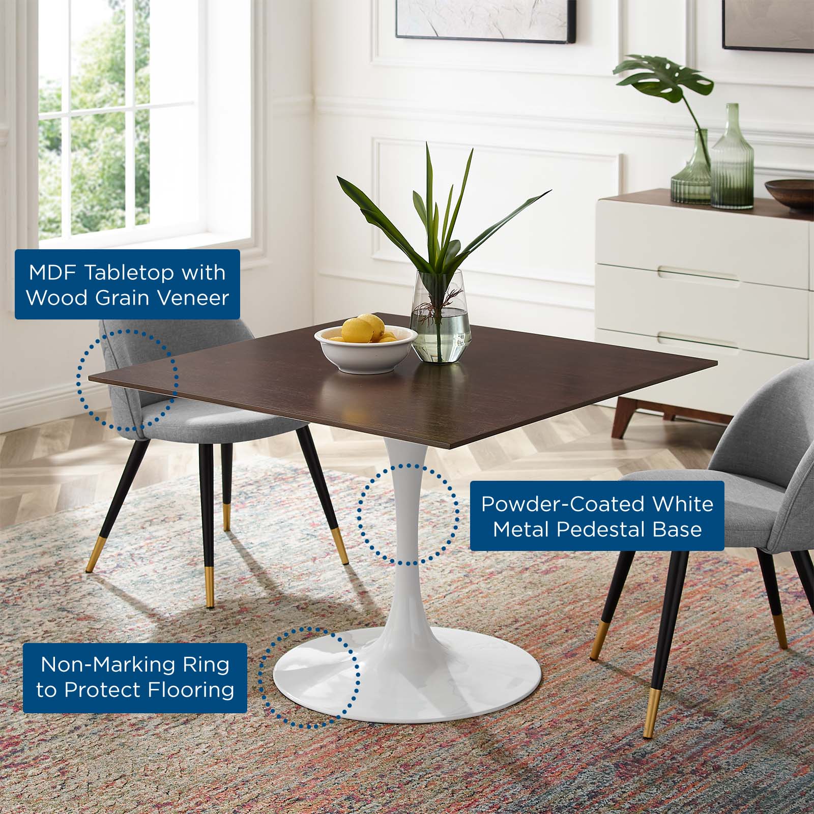 Modway Lippa 40" Square Dining Table - EEI-5177 | Dining Tables | Modishstore - 5