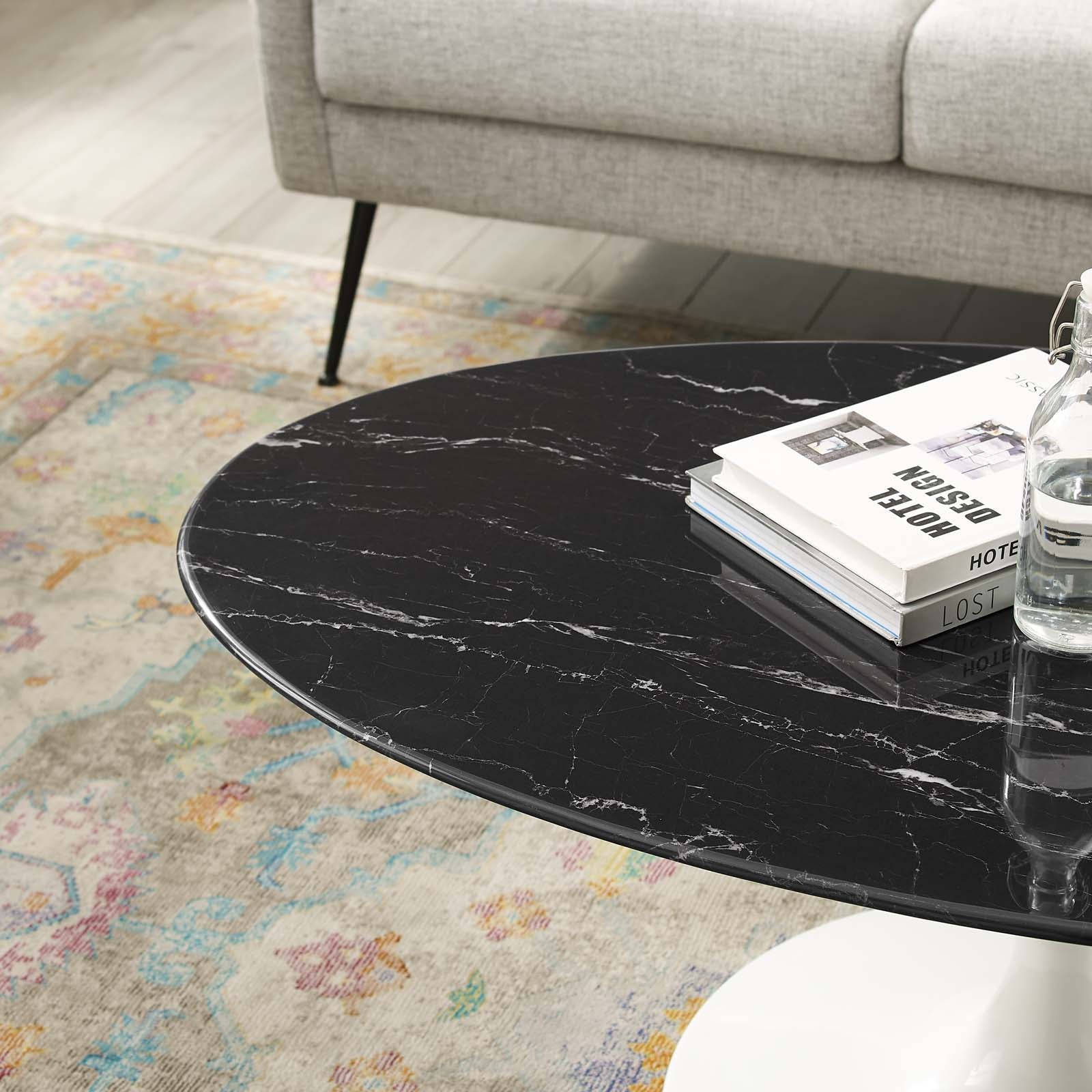 Modway Lippa 42" Oval Artificial Marble Coffee Table - EEI-5192 | Coffee Tables | Modishstore - 6