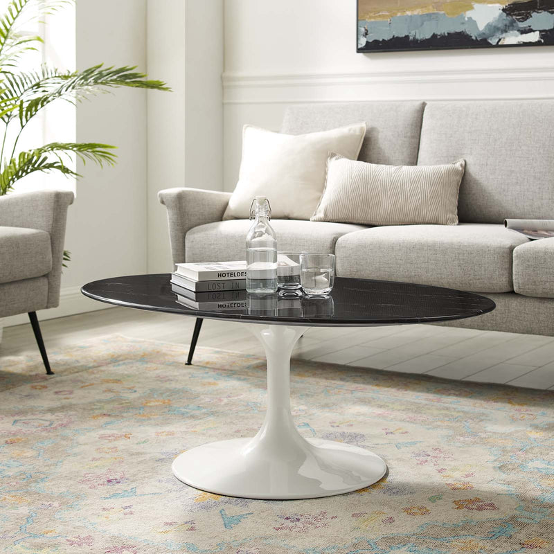 Modway Lippa 42" Oval Artificial Marble Coffee Table - EEI-5192 | Coffee Tables | Modishstore - 1