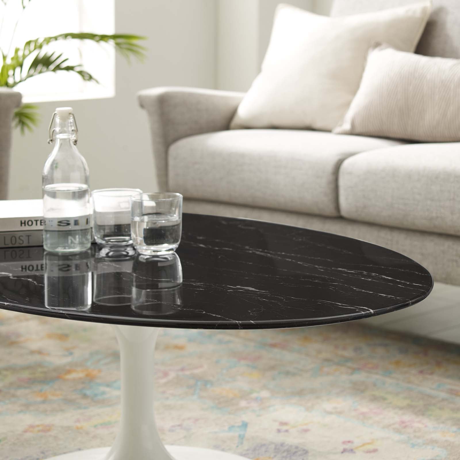 Modway Lippa 48" Oval Artificial Marble Coffee Table - EEI-5193 | Coffee Tables | Modishstore - 6