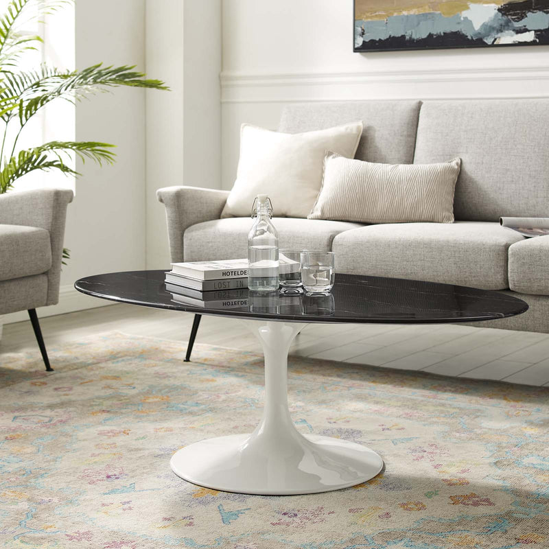Modway Lippa 48" Oval Artificial Marble Coffee Table - EEI-5193 | Coffee Tables | Modishstore - 1